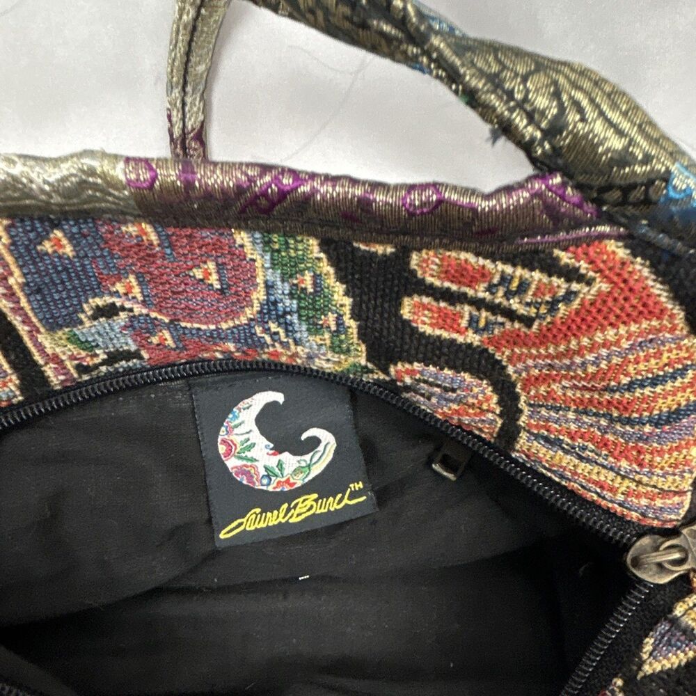 Vintage Laurel Burch Tapestry Elephant Animal Print Zip Shoulder Bag - Picture 4 of 4